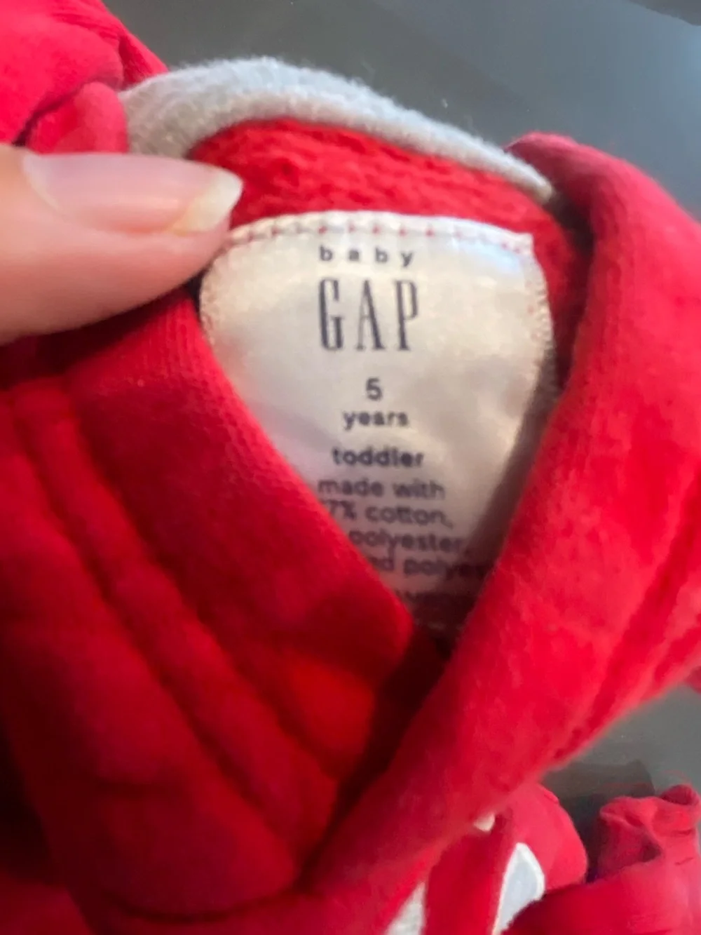 GAP Kids Bright Red Hooded Sweatshirt with Gray Logo